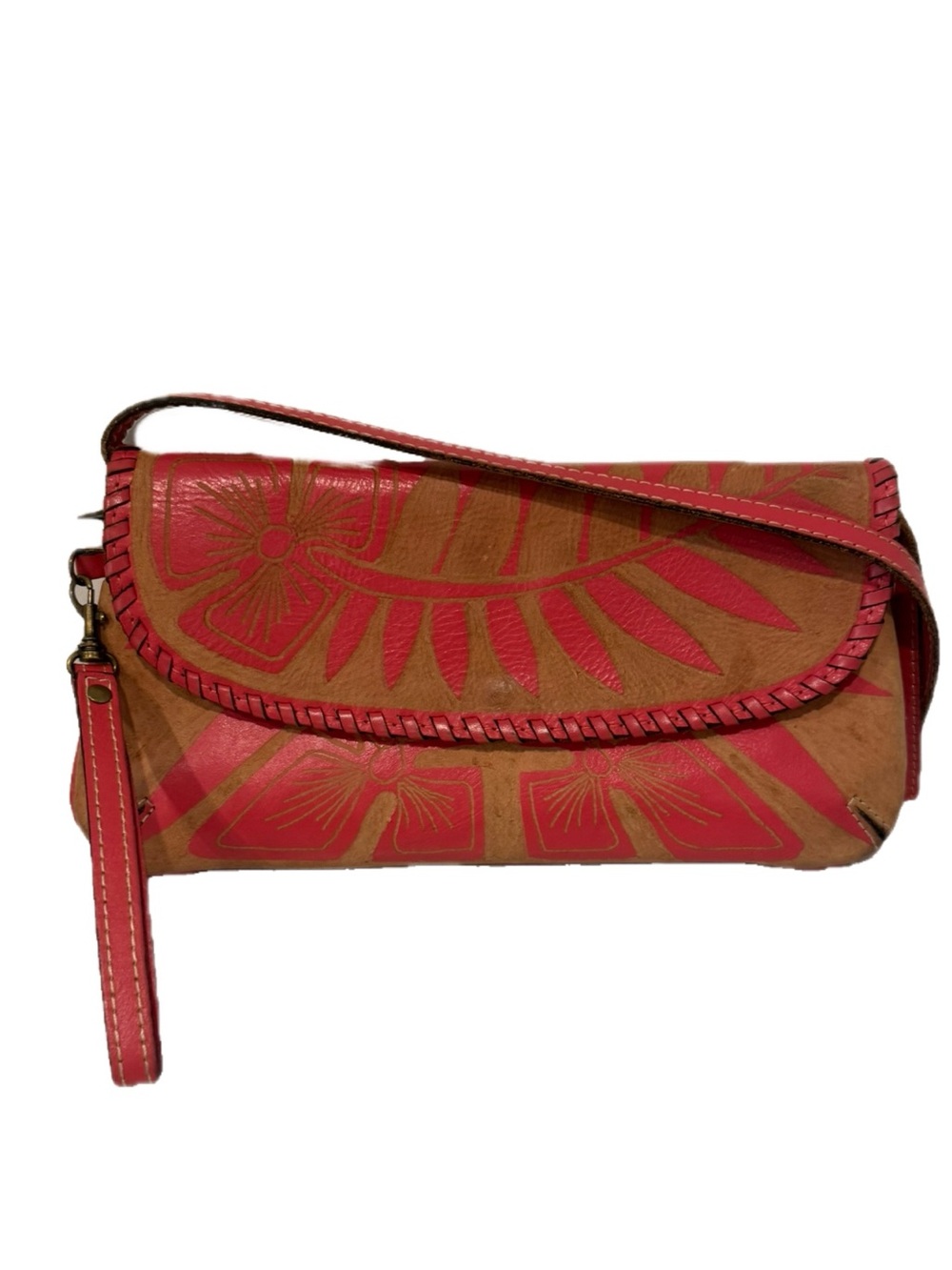 Patricia Nash Baku Red Floral Leather Crossbody Bag
